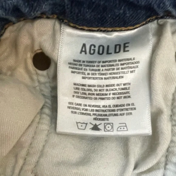 Agolde Kye Mid Rise Straight Ankle Crop Medium Blue Denim Jeans Women's Size 29